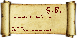 Zelenák Beáta névjegykártya